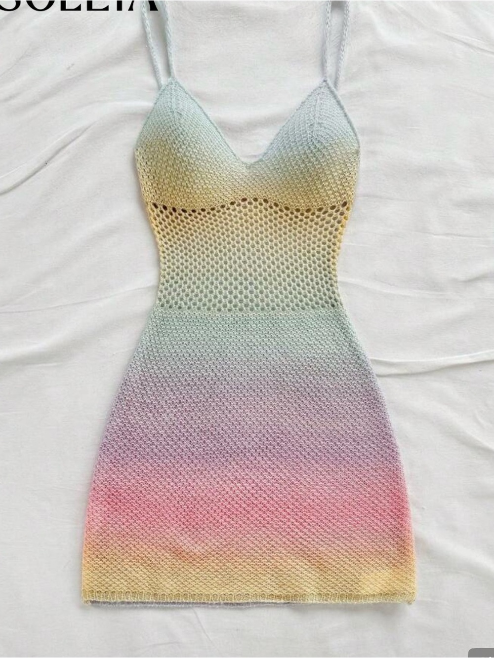 Strappy Knit Ombre Bodycon Dress - Multicolor.
